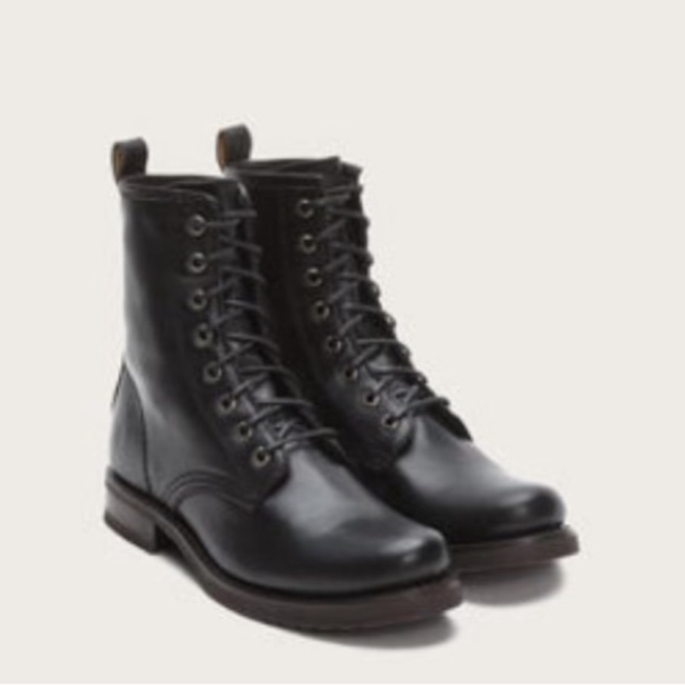 Frye Dark Leather Lace-Up Boots